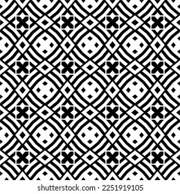 Vector pattern in geometric ornamental style. Black and white color.Seamless pattern.