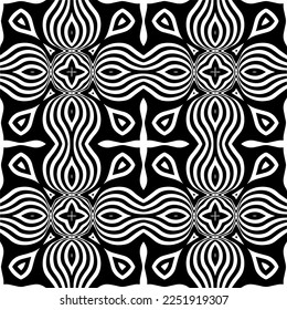 Vector pattern in geometric ornamental style. Black and white color.Seamless pattern.