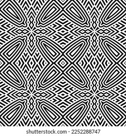 Vector pattern in geometric ornamental style. Black and white color.Seamless pattern.