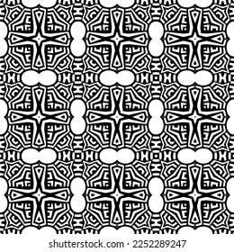 Vector pattern in geometric ornamental style. Black and white color.Seamless pattern.