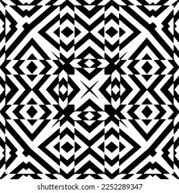 Vector pattern in geometric ornamental style. Black and white color.Seamless pattern.