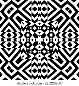 Vector pattern in geometric ornamental style. Black and white color.Seamless pattern.