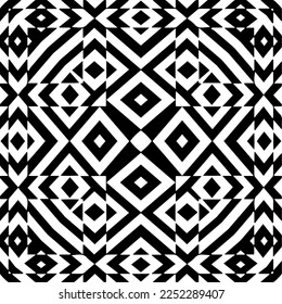 Vector pattern in geometric ornamental style. Black and white color.Seamless pattern.
