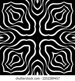 Vector pattern in geometric ornamental style. Black and white color.Seamless pattern.