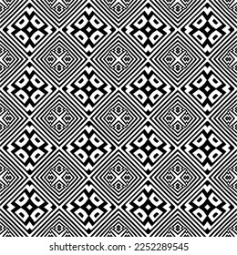 Vector pattern in geometric ornamental style. Black and white color.Seamless pattern.