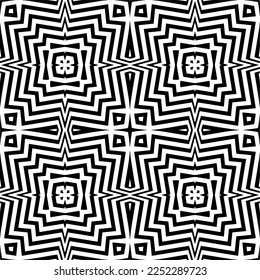 Vector pattern in geometric ornamental style. Black and white color.Seamless pattern.