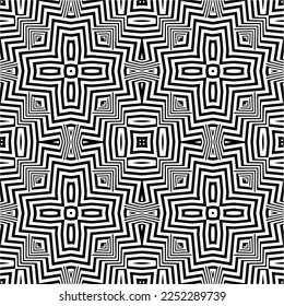 Vektormuster im geometrischen Zierstil. Schwarz-Weiß-Farbe.Nahtloses Muster.