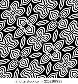 Vector pattern in geometric ornamental style. Black and white color.Seamless pattern.