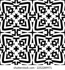 Vector pattern in geometric ornamental style. Black and white color.Seamless pattern.