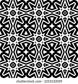 
Vector pattern in geometric ornamental style. Black and white color.Seamless pattern.