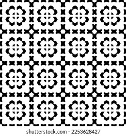 
Vector pattern in geometric ornamental style. Black and white color.
Simple geo all over print block for apparel textile, ladies dress, fashion garment, digital wall paper.
