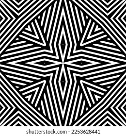 
Vector pattern in geometric ornamental style. Black and white color.
Simple geo all over print block for apparel textile, ladies dress, fashion garment, digital wall paper.