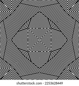 
Vector pattern in geometric ornamental style. Black and white color.
Simple geo all over print block for apparel textile, ladies dress, fashion garment, digital wall paper.