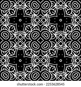 
Vector pattern in geometric ornamental style. Black and white color.
Simple geo all over print block for apparel textile, ladies dress, fashion garment, digital wall paper.