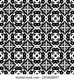 
Vector pattern in geometric ornamental style. Black and white color.
Simple geo all over print block for apparel textile, ladies dress, fashion garment, digital wall paper.