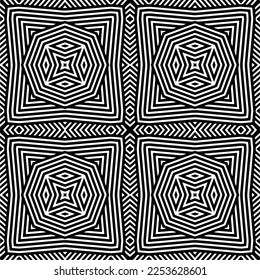 
Vector pattern in geometric ornamental style. Black and white color.
Simple geo all over print block for apparel textile, ladies dress, fashion garment, digital wall paper.