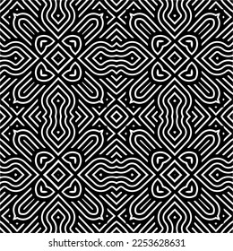 
Vector pattern in geometric ornamental style. Black and white color.
Simple geo all over print block for apparel textile, ladies dress, fashion garment, digital wall paper.