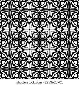 
Vector pattern in geometric ornamental style. Black and white color.
Simple geo all over print block for apparel textile, ladies dress, fashion garment, digital wall paper.