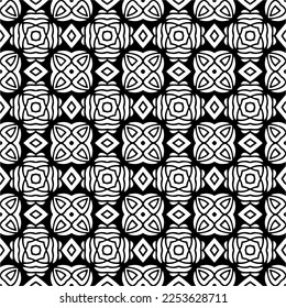 
Vector pattern in geometric ornamental style. Black and white color.
Simple geo all over print block for apparel textile, ladies dress, fashion garment, digital wall paper.