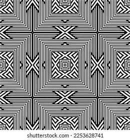 
Vector pattern in geometric ornamental style. Black and white color.
Simple geo all over print block for apparel textile, ladies dress, fashion garment, digital wall paper.