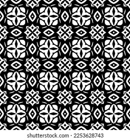 
Vector pattern in geometric ornamental style. Black and white color.
Simple geo all over print block for apparel textile, ladies dress, fashion garment, digital wall paper.