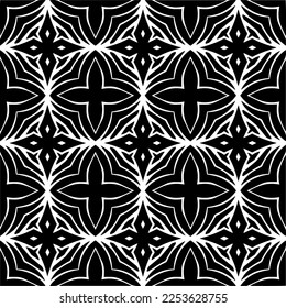 
Vector pattern in geometric ornamental style. Black and white color.
Simple geo all over print block for apparel textile, ladies dress, fashion garment, digital wall paper.