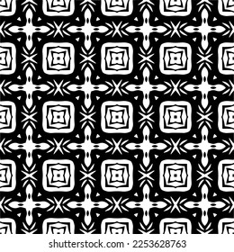 
Vector pattern in geometric ornamental style. Black and white color.
Simple geo all over print block for apparel textile, ladies dress, fashion garment, digital wall paper.