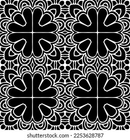 
Vector pattern in geometric ornamental style. Black and white color.
Simple geo all over print block for apparel textile, ladies dress, fashion garment, digital wall paper.