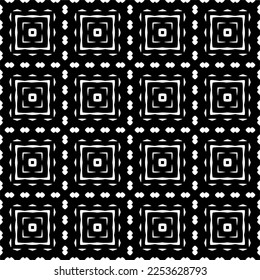 
Vector pattern in geometric ornamental style. Black and white color.
Simple geo all over print block for apparel textile, ladies dress, fashion garment, digital wall paper.