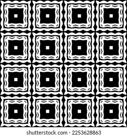 
Vector pattern in geometric ornamental style. Black and white color.
Simple geo all over print block for apparel textile, ladies dress, fashion garment, digital wall paper.