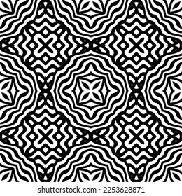 
Vector pattern in geometric ornamental style. Black and white color.
Simple geo all over print block for apparel textile, ladies dress, fashion garment, digital wall paper.