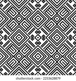 
Vector pattern in geometric ornamental style. Black and white color.
Simple geo all over print block for apparel textile, ladies dress, fashion garment, digital wall paper.
