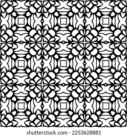 
Vector pattern in geometric ornamental style. Black and white color.
Simple geo all over print block for apparel textile, ladies dress, fashion garment, digital wall paper.