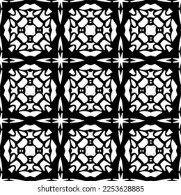 
Vektormuster im geometrischen Zierstil. Schwarz-Weiß-Farbe.
Einfaches Geo auf dem gesamten Druckblock für Bekleidung, Damenkleidung, Modebekleidung, digitale Tapete.