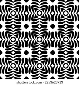 
Vector pattern in geometric ornamental style. Black and white color.
Simple geo all over print block for apparel textile, ladies dress, fashion garment, digital wall paper.