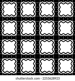 
Vector pattern in geometric ornamental style. Black and white color.
Simple geo all over print block for apparel textile, ladies dress, fashion garment, digital wall paper.