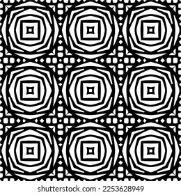 
Vector pattern in geometric ornamental style. Black and white color.
Simple geo all over print block for apparel textile, ladies dress, fashion garment, digital wall paper.