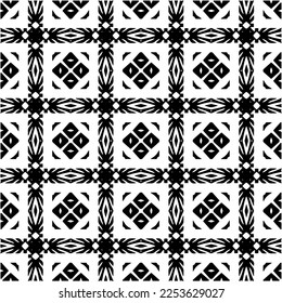 
Vector pattern in geometric ornamental style. Black and white color.
Simple geo all over print block for apparel textile, ladies dress, fashion garment, digital wall paper.