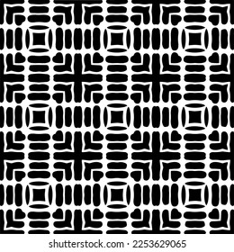 
Vector pattern in geometric ornamental style. Black and white color.
Simple geo all over print block for apparel textile, ladies dress, fashion garment, digital wall paper.