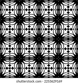 
Vector pattern in geometric ornamental style. Black and white color.
Simple geo all over print block for apparel textile, ladies dress, fashion garment, digital wall paper.