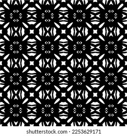 
Vector pattern in geometric ornamental style. Black and white color.
Simple geo all over print block for apparel textile, ladies dress, fashion garment, digital wall paper.