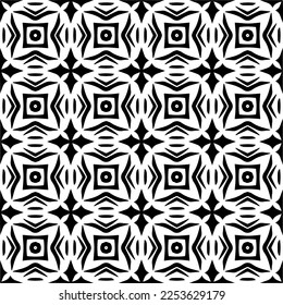 
Vector pattern in geometric ornamental style. Black and white color.
Simple geo all over print block for apparel textile, ladies dress, fashion garment, digital wall paper.