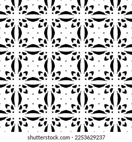 
Vector pattern in geometric ornamental style. Black and white color.
Simple geo all over print block for apparel textile, ladies dress, fashion garment, digital wall paper.