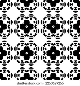 
Vector pattern in geometric ornamental style. Black and white color.
Simple geo all over print block for apparel textile, ladies dress, fashion garment, digital wall paper.