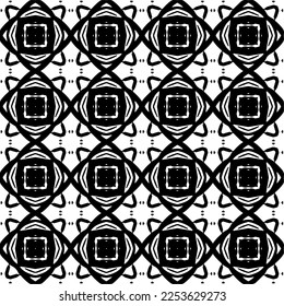 
Vector pattern in geometric ornamental style. Black and white color.
Simple geo all over print block for apparel textile, ladies dress, fashion garment, digital wall paper.