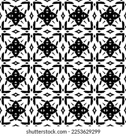 
Vector pattern in geometric ornamental style. Black and white color.
Simple geo all over print block for apparel textile, ladies dress, fashion garment, digital wall paper.