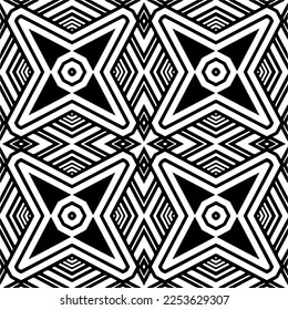 
Vector pattern in geometric ornamental style. Black and white color.
Simple geo all over print block for apparel textile, ladies dress, fashion garment, digital wall paper.