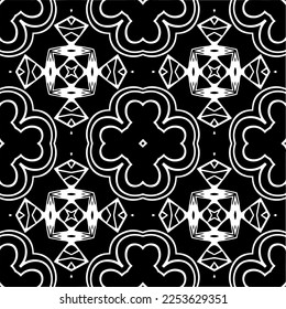 
Vector pattern in geometric ornamental style. Black and white color.
Simple geo all over print block for apparel textile, ladies dress, fashion garment, digital wall paper.