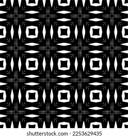 
Vector pattern in geometric ornamental style. Black and white color.
Simple geo all over print block for apparel textile, ladies dress, fashion garment, digital wall paper.