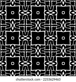 
Vector pattern in geometric ornamental style. Black and white color.
Simple geo all over print block for apparel textile, ladies dress, fashion garment, digital wall paper.